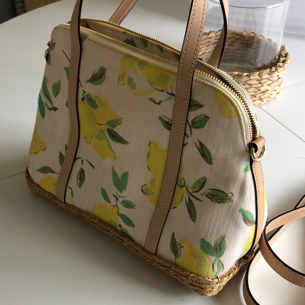 KATE SPADE Capri Espadrille Lemon Bow Rattan Straw Maise Satchel Crossbody bag - Picture 8 of 10